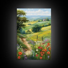 Load image into Gallery viewer, Countryside Wall Art, Wildflowers Wall Art, Meadow Wall Print, Canvas Print, Wall Art, Vertical Art, Country Wall Art, Landscape Art
