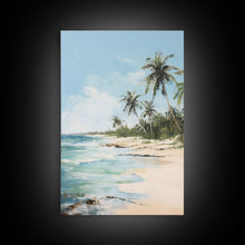 Carregar imagem no visualizador da galeria, Beach Wall Art, Palm Trees Wall Print, Seashore Wall Art, Tropical Art, Canvas Print, Wall Art, Vertical Art, Living Room Prints, Room Decor
