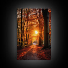 Carregar imagem no visualizador da galeria, Fall Forest Art, Trees Art Print, Nature Wall Art, Sunset Art, Canvas Print, Wall Art, Vertical Art, Dining Room Prints, Hostess Gift
