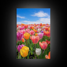 Load image into Gallery viewer, Tulip Print, Flower Wall Art, Vibrant Wall Art, Canvas Print, Wall Art, Vertical Art, Dining Room Prints, New Homeowner Gift, Ranch Decor
