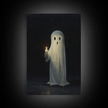 Load image into Gallery viewer, Ghost Holding A Candle Halloween Decor, Art Canvas Print, Spooky Ghost Wall Art, Fall Decor, Halloween wall decor, Funny Halloween Art
