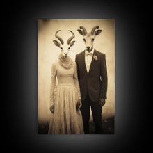 Load image into Gallery viewer, The Cult Of The Ram, Creepy Halloween Wall Art, Framed Canvas Print, Occult Art, Dark Academia, Creepy Photography
