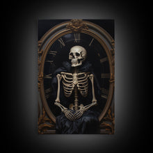 Load image into Gallery viewer, Victorian Halloween Art, Floral Skeleton, Framed Canvas Print, Skeletal Art, Halloween Art Print, Halloween Decoration, Halloween Printables
