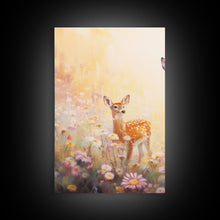 Load image into Gallery viewer, Deer Wall Art, Animal Art Print, Wildflower Meadow, Canvas Print, Wall Art, 3 Piece Wall Art, Country Home Decor, Boho Wall Art, Room Decor
