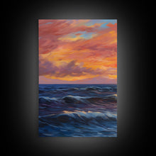 Load image into Gallery viewer, 3 Piece Wall Art Blue Beach and Ocean Waves Panoramic Framed Canvas Print - Perfect for Living Room, Bedroom, Office Decor, Beach House Art
