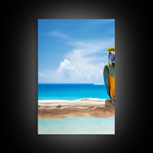 Cargar imagen en el visor de la galería, Parrot Wall Art, Tropical Wall Art, Beach Art Print, Seascape Print, Canvas Print, Wall Art, 3 Piece Wall Art, Apartment Wall Decor
