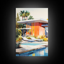 Carregar imagem no visualizador da galeria, Architecture Wall Art, Mid-century House Art,  Canvas Print, Butterflies, Wall Art, 3 Piece Wall Art, Modern Office Art, Home Decor Prints
