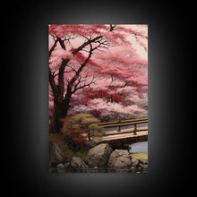 Cargar imagen en el visor de la galería, Cherry Blossom Wall Art, Japanese Print, Landscape Wall Art, Canvas Print, Wall Art, 3 Piece Wall Art, Farmhouse Wall Decor, Above Bed Art
