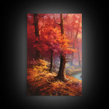 Carregar imagem no visualizador da galeria, Beautiful Fall Centerpiece Art, Framed Canvas Print, 3 Piece Art, Thanksgiving Centerpiece, Above Sofa Art, Fall Finds, Landscape Painting
