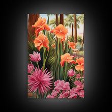 Carregar imagem no visualizador da galeria, Floral Art Print, Palm Trees Art, Desert Wall Art, Mountain Art, Canvas Print, Wall Art, 3 Piece Wall Art, Gift For Coworker, Western Decor
