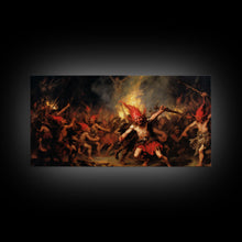 Carregar imagem no visualizador da galeria, A Scene From Hell, Demonic Art, Framed Canvas Print, Halloween Decor, Halloween Art Print, Gothic Victorian Oil Painting
