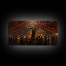 Load image into Gallery viewer, The Cursed Circus, Unique Halloween Art, Framed Canvas Print, Halloween Poster Art, Horror Prints

