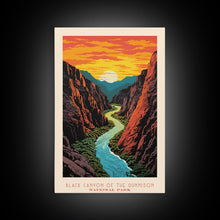 Carregar imagem no visualizador da galeria, Black Canyon National Park Colorado Travel Art, National Park Print, Minimalist Travel Art, Midcentury Modern Style Landscape Painting

