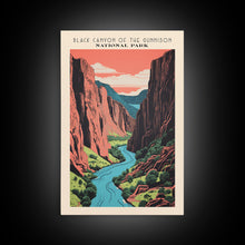 Carregar imagem no visualizador da galeria, Black Canyon Of The Gunnison National Park Travel Art, National Park Art, Minimalist Travel Art, Midcentury Modern Style Landscape Painting

