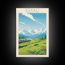 Load image into Gallery viewer, Denali National Park Alaska Travel Art, National Park Print, Minimalist Travel Art, Midcentury Modern Style Landscape Painting
