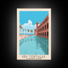 Load image into Gallery viewer, Dry Tortugas National Park Florida Travel Art, National Park Print, Minimalist Travel Art, Midcentury Modern Style Landscape Painting
