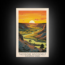 Carregar imagem no visualizador da galeria, Theodore Roosevelt National Park Travel Art, National Park Print, Minimalist Travel Art, Midcentury Modern Style Landscape Painting
