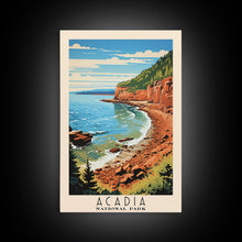 Carregar imagem no visualizador da galeria, Acadia National Park Maine Travel Art, National Park Print, Minimalist Travel Art, Midcentury Modern Style Landscape Painting
