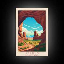 Carregar imagem no visualizador da galeria, Arches National Park Utah Travel Art, National Park Print, Minimalist Travel Art, Midcentury Modern Style Landscape Painting
