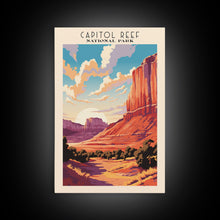 Carregar imagem no visualizador da galeria, Capitol Reef National Park Utah Travel Art, National Park Print, Minimalist Travel Art, Midcentury Modern Style Landscape Painting
