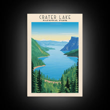 Load image into Gallery viewer, Crater Lake National Park Oregon Travel Art, National Park Print, Minimalist Travel Art, Midcentury Modern Style Landscape Painting

