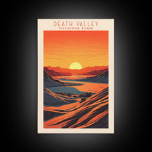 Load image into Gallery viewer, Death Valley National Park Travel Poster Print, Canvas Print Wall Art, California Travel Art, Midcentury Modern Travel Decor, MCM Wall Art

