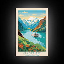 Carregar imagem no visualizador da galeria, Glacier Bay National Park Travel Poster Art, Canvas Print Wall Art, Alaska Travel Art, Midcentury Modern Travel Decor, MCM Wall Art
