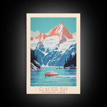 Carregar imagem no visualizador da galeria, Glacier Bay National Park Alaska Travel Art, National Park Print, Minimalist Travel Art, Midcentury Modern Style Landscape Painting
