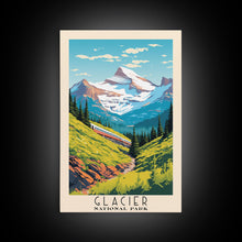 Carregar imagem no visualizador da galeria, Glacier National Park Montana Travel Art, National Park Print, Minimalist Travel Art, Midcentury Modern Style Landscape Painting
