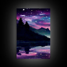 Carregar imagem no visualizador da galeria, Fantasy Starry Night Magical Forest Landscape, 3 Piece Wall Art, Ready To Hang Canvas Print, Cool Unique Living Room Wall Art Decor
