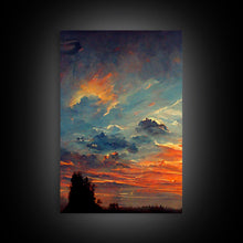 Cargar imagen en el visor de la galería, Forest Sunset Wall Decor, Oil Painting Style, 3 Piece Wall Art, Ready To Hang Canvas Print, Cool Unique Living Room Wall Art Decor
