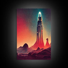 Carregar imagem no visualizador da galeria, Art Deco Scifi Art, Science Fiction Space Ships, 3 Piece Wall Art, Ready To Hang Canvas Print, Cool Unique Mancave wall Art Decor
