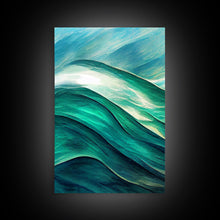 Load image into Gallery viewer, Emerald Green Wall Decor, Sea Green Ocean Waves Abstract, 3 Piece Canvas Decor, 3 Piece Wall Art, Ready To Hang Canvas Prints
