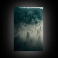 Load image into Gallery viewer, 3 piece Misty forest Fog wall art Foggy forest Farmhouse decor Foggy landscape Forest canvas print Multi panel canvas Trendy wall decor
