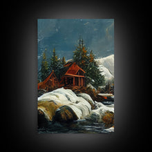 Carregar imagem no visualizador da galeria, A Winter Landscape, Trees In The Fall, Snow Capped Mountains, Gold Rush Prospecting, 3 Piece Wall Art, Ready To Hang Canvas Print
