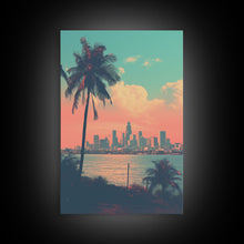 Cargar imagen en el visor de la galería, Cityscape Wall Art, Tropical Wall Art, Palm Tree Art, Canvas Print, Wall Hanging, Portrait Art, City Wall Art, Gifts For Grandma, Office Art
