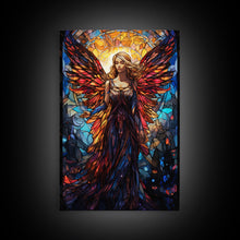 Carregar imagem no visualizador da galeria, Angel, Fantasy Art, Angel Wings, Canvas Print, Wall Hanging, Portrait Art, Stained Glass Art, Housewarming Gift, Bedroom Teen Girl Art
