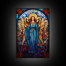Carregar imagem no visualizador da galeria, Angel, Fantasy Artwork Canvas Print, Wall Hanging, Portrait Art, Stained Glass Art, Mystical Wall Art, Tiny House Decor, Gift For Women
