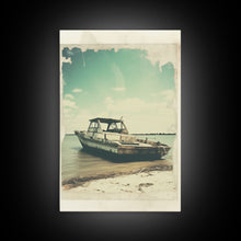 Load image into Gallery viewer, Boat Wall Art, Beach Wall Art, Coastal Wall Art, Canvas Print, Wall Hanging, Portrait Art, Home Wall Decor, Office Wall Art, Unique Gift
