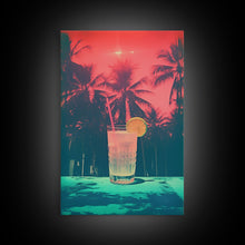 Cargar imagen en el visor de la galería, Cocktail Wall Print, Palm Tree Wall Art, Tropical Wall Art, Beach Wall Art, Canvas Print, Wall Hanging, Portrait Art, Bar Decor, RV Wall Art
