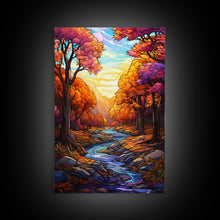 Carregar imagem no visualizador da galeria, Beautiful Fall Decor, Framed Canvas Print, Mosaic / Stained Glass Style Painting, Gliclee Print, Autumn Decor, Thanksgiving Decorations
