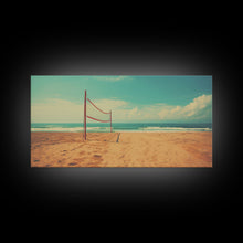 Carregar imagem no visualizador da galeria, Beach Volleyball Net, Framed Canvas Print, Liminal Art, Framed Wall Decor, Beach Photography, Surf Art, Surf Print, Nautical Decor

