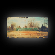 Carregar imagem no visualizador da galeria, An Abandoned Tennis Court - Old Found Footage Photography - Framed Canvas Print - Urban Decay - Vaporwave Wall Art
