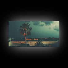 Carregar imagem no visualizador da galeria, A Miami Rain Storm, Framed Canvas Print, Liminal Art, Liminal Spaces, Framed Wall Art, Game Room Decor, Dark Moody Art
