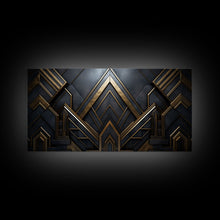 Cargar imagen en el visor de la galería, Black and Gold Art Deco Wall Art, Framed Canvas Print, 1920s Art Deco Print, Stylish Art Deco Canvas Poster, Framed or Unframed, Retro
