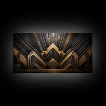 Cargar imagen en el visor de la galería, Black and Gold Art Deco Wall Art, Framed Canvas Print, 1920s Art Deco Print, Stylish Art Deco Canvas Poster, Framed or Unframed, Retro

