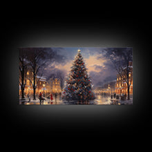 Cargar imagen en el visor de la galería, Christmas Village Winter Wonderland Wall Art Framed Canvas Print -  Christmas Wall Art - First Christmas - Christmas Tree Art Holiday Decor
