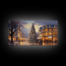 Cargar imagen en el visor de la galería, Christmas Tree In The Town Square - Winter Wonderland Canvas Print - Christmas Village - Christmas Decor - Winter Centerpiece
