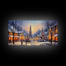 Cargar imagen en el visor de la galería, Christmas Centerpiece Wall Art - Framed Canvas Print - Winter Wonderland Victorian Village Decorated for Christmas Canvas Wall Art
