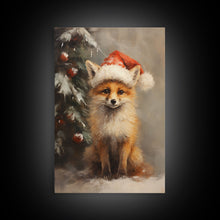 Carregar imagem no visualizador da galeria, Cute Christmas Red Fox - Farmhouse Christmas Decor - Fawn Dressed For Christmas - Xmas Decor - Christmas Wall Art- Holiday Decorations
